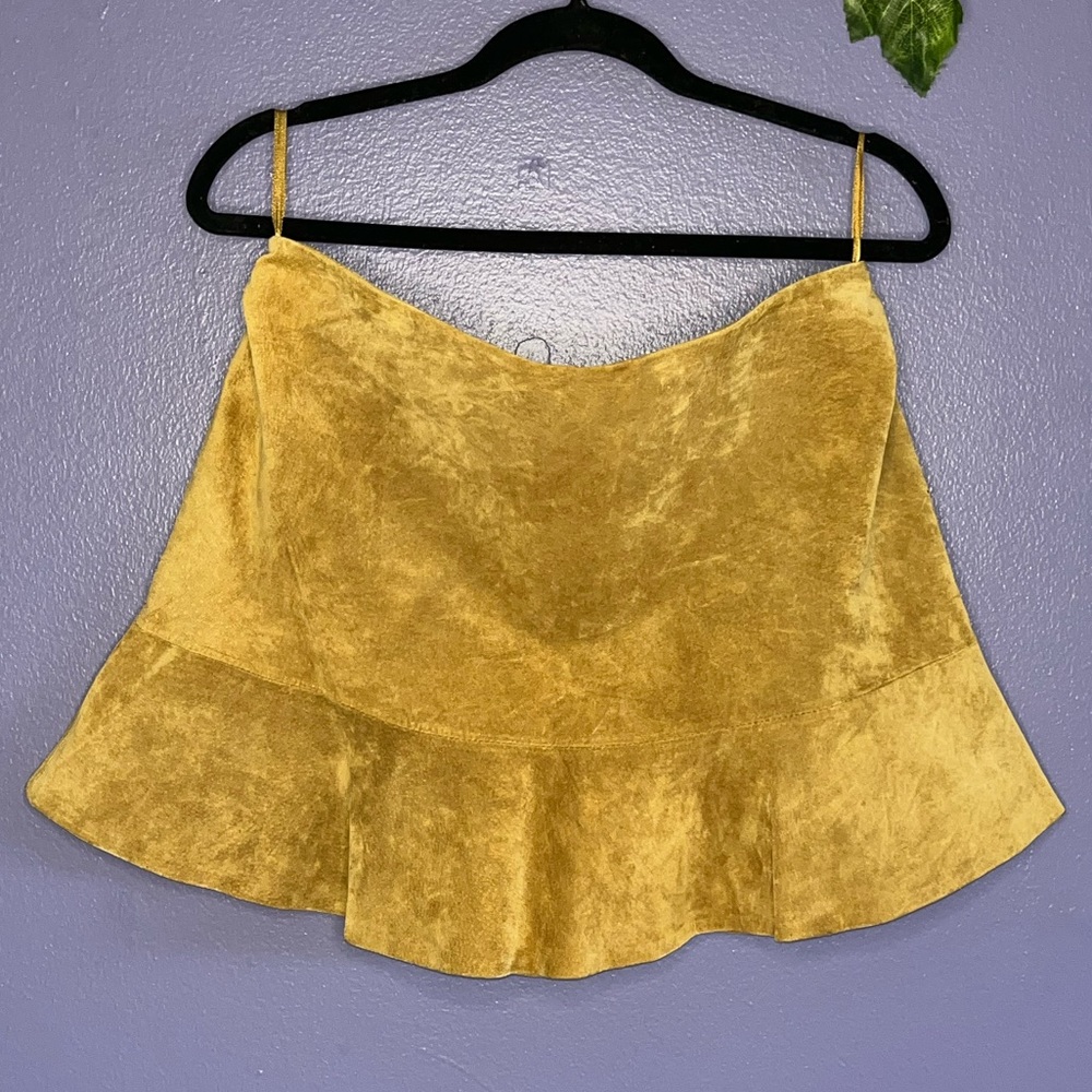 AQUA Leather Camel Mini Skirt